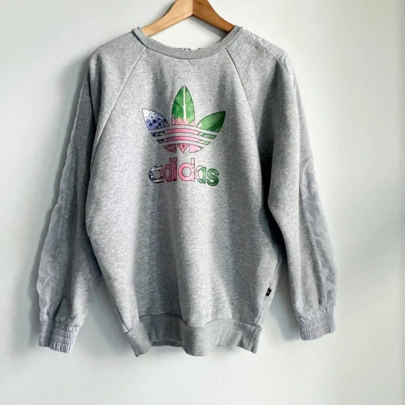 Adidas Grey Colourful Logo Pullover Sweatshirt - Picture 2 of 5